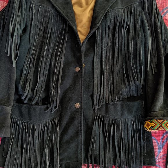 Vintage Schott Western Authentic Styling Fringe Suede Jacket in Emerald Green - Picture 13 of 15